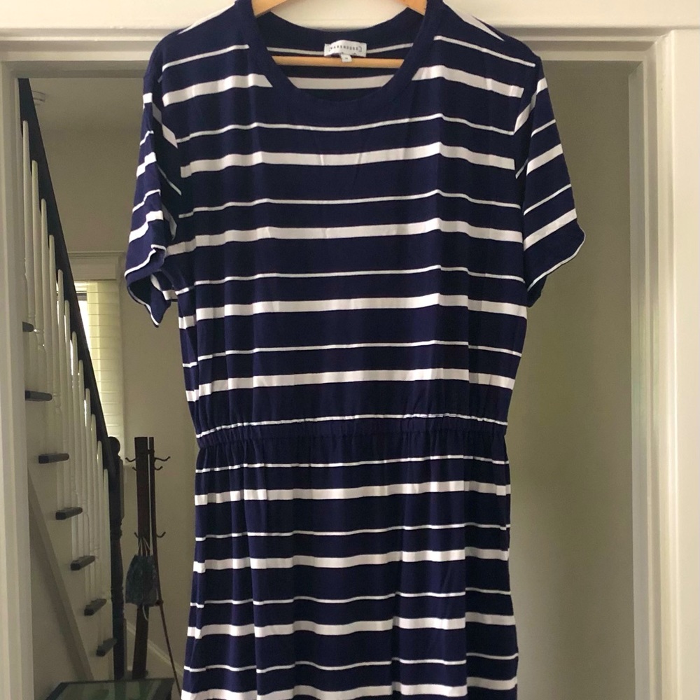Warehouse - blue & white striped summer dress - 10